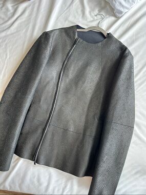 Men’s Armani Black AsymmetricZip Leather Jacket